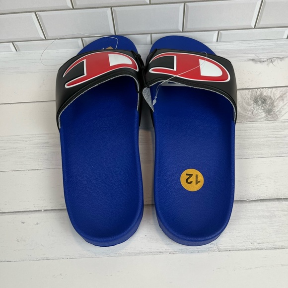 Champion Size:12 Mens  Classic Royal/BLK/WHT Logo Slides/ Sandals - Picture 4 of 5